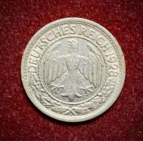 Moneda 50 Reichspfennig Alemania 1928 E Km 49 Águila 0
