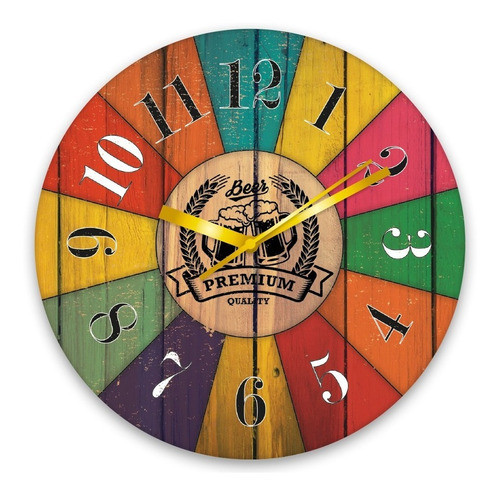 Reloj Estilo Vintage Retro Cerveza Beer Madera 30cm 0