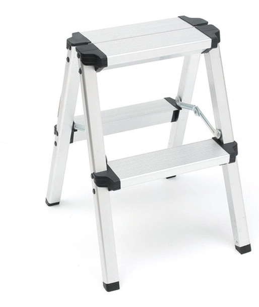 Escalera Tijera Aluminio Plegable Taburete 2 Escalones 150kg 0