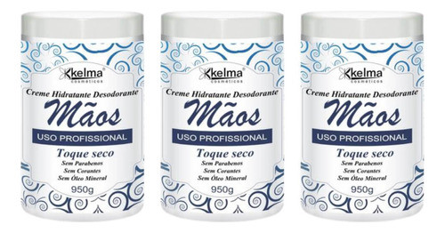 Kit C/03 Kelma Creme Hidratante Desodorante P/ Mãos 950g 0