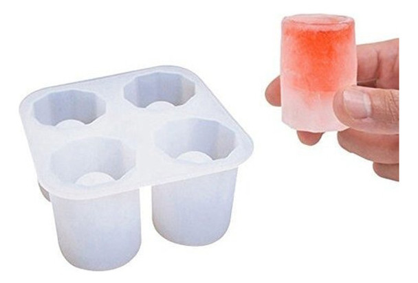 Molde De Hielo De Vaso De Chupito Bandeja De Silicona De 4 T 0