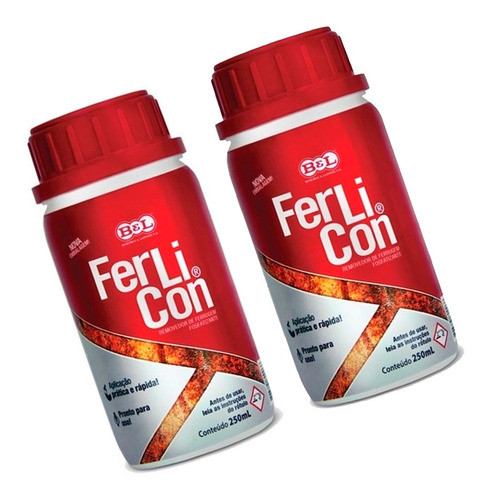2 Ferlicon Removedor Ferrugem E Preparação Metálico 250ml 0