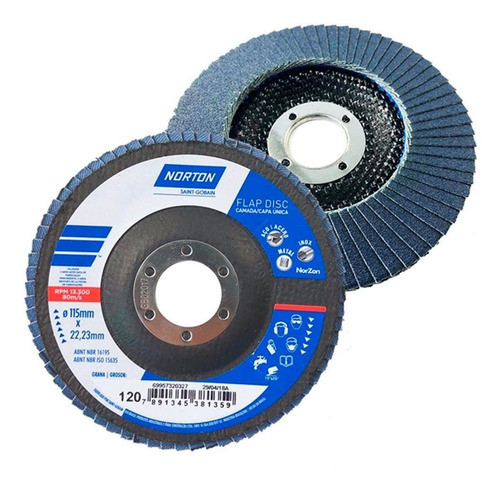 Disco De Lixa 115mm Flap Disc G120 Inox Capa Única Norton 0