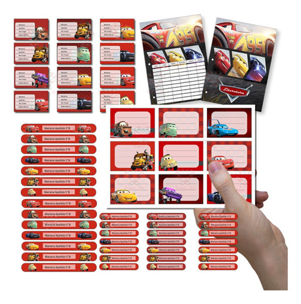 Kit Imprimible Etiquetas Escolares Cars Editable 0