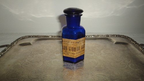 Raro Frasco Farmacia Azul Antiguo Coleccion Decoracion Vealo 0