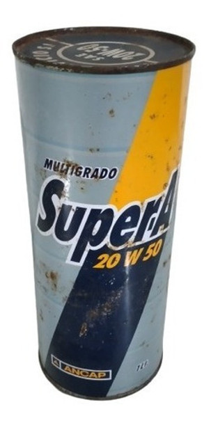 Antiguo Vintage Lata Chapa Aceite Ancap 20 W50 Sin Abrir 0