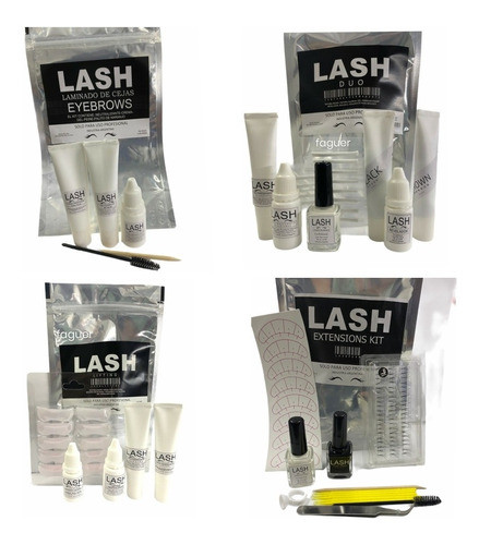 Kit X4 Laminado De Cejas Lifting + Duo + Exten Pestañas Lash 0