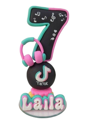 Adorno De Torta Porcelana Tik Tok Con Nombre Cumpleaños 0