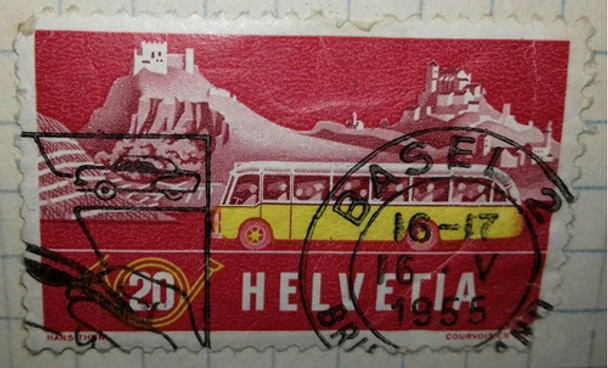 Antiguo Sello Suizo 20 Helvetia 1955 0