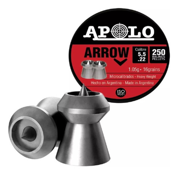 Balines Apolo Arrow Cal 22 5,5 Mm 105gr X250 Unidades 0