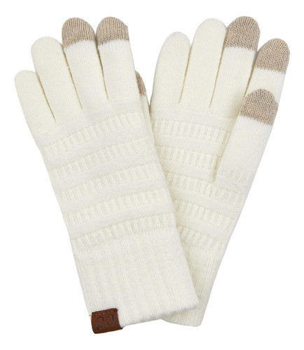 Guantes Finos Para Mensajes De Texto De Punto De Liga Marfil 0