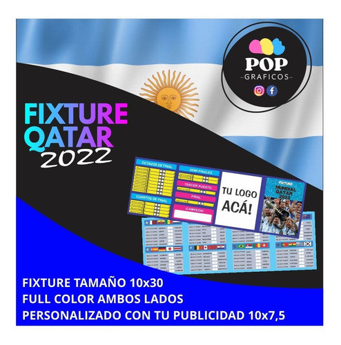 50 Fixture Mundial Qatar 2022 Con Publicidad Personalizada 0