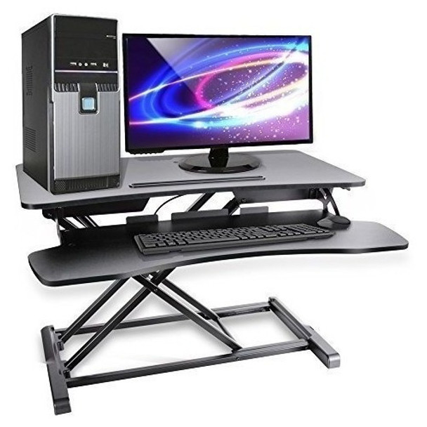 Pyle Ergonomic Standing Desk  Pc Monitor Riser  Laptop Ajust 0