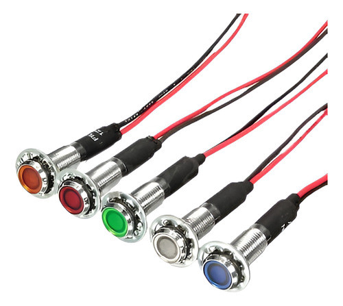 5pcs 8mm 12v Led Tablero De Tablero Indicador Lámpara De Luz 0