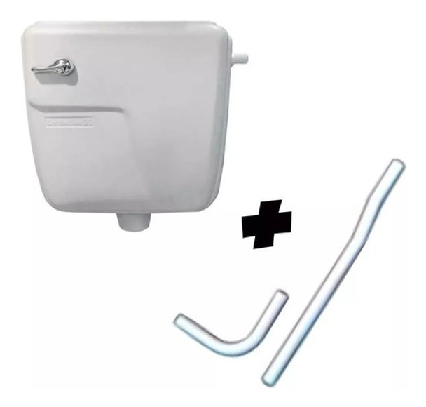 Cisterna Plastica Blanca Con Boton Frontal + Caño Bajada 0