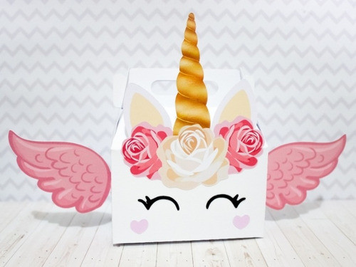 10 Cajitas En 3 D De Unicornio Con Alas 0
