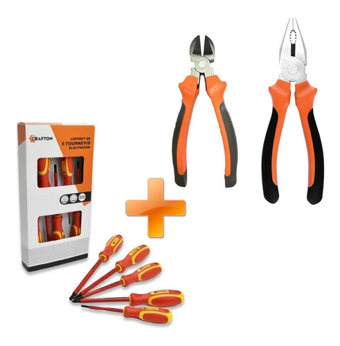 Kit Electricista Trabajo Alicate + Pinza + Destornilladores 0