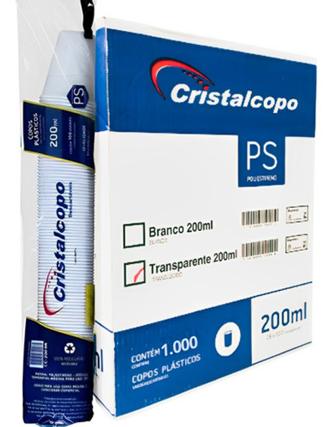 Copo Plástico Descartável Transparente 200ml Caixa C/ 1.000 0
