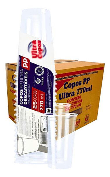 Copo Para Bebidas 770ml Pp Plástico Liso Atacado 20x25 0