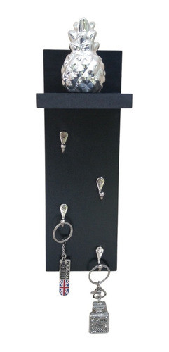 Porta Chaves Vertical Mdf Preto Design Decoração 0