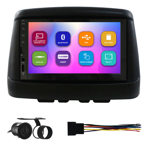 Kit Multimidia Bluetooth Doblo 2000 Em Diante Moldura Preto 0