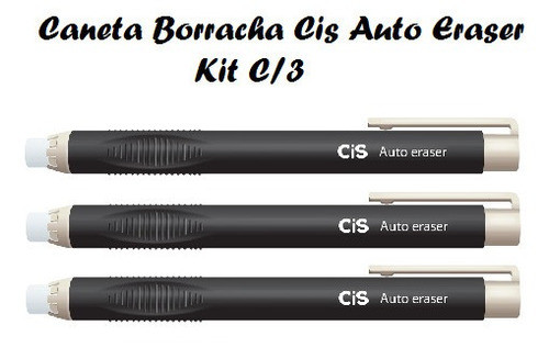 Caneta Borracha Auto Eraser Cis - Kit C/ 3 Unid Pretas 0