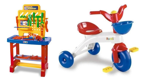 Juguete Taller Banco De Trabajo Herramientas + Triciclo 0