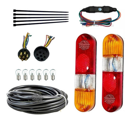 Kit Completo Modulo Trailer  Faros Ficha 5 Mts Cable 7x1 0