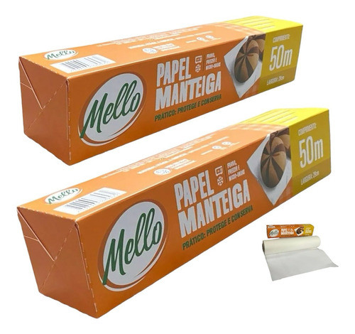 Leve 2 Rolos De Papel Manteiga Mello 29 Cm X 50 Metros Promo 0