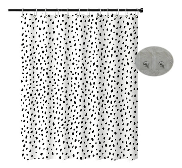 Tecido De Cortina De Chuveiro De Bolinhas Pretas Hulebin Pa 0