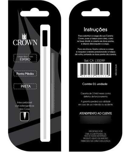 Carga Caneta Esferografica Cross Preto Bl.c/01 0