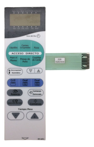Panel Membrana De Microondas P/ Sanyo Emg451 0
