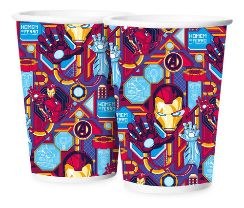 Copo Papel 180ml Festa Aniversário Homem De Ferro 12und 0