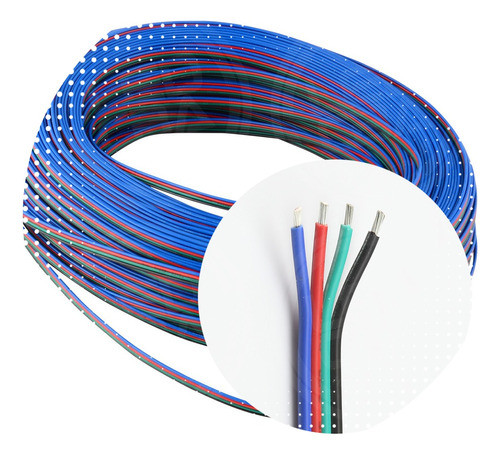 1 Metro Cable Rgb Para Tiras Led Conexiones 4 Hilos Calidad 0