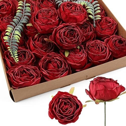 Rosas Artificiales Realistas Dark Red X 25 Unidades 0