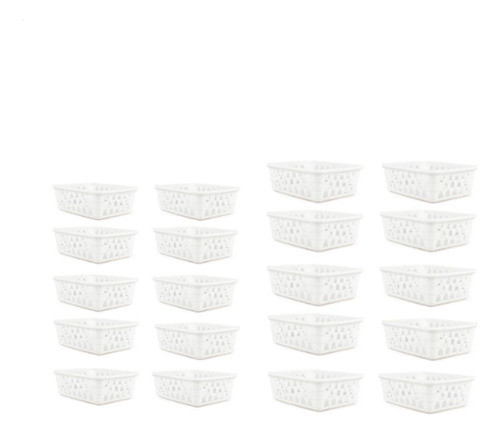 Kit 20 Cestos Organizador 10 M E 10 Pequeno Transparente 0