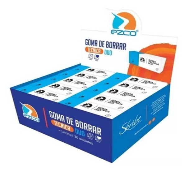 Goma De Borrar Tinta Lapiz Ezco Plastica Tecnica Caja X 30 0
