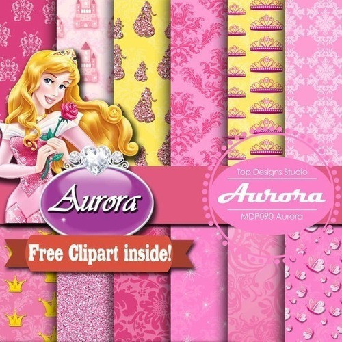 Kit Imprimible Pack Fondos Clipart -  Princesa Aurora 0