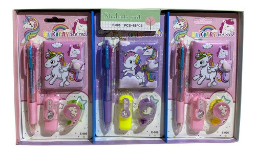 Set Escolar Infantil Unicornios Kit 4 Piezas Utiles 0