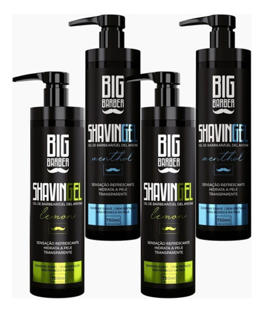 Kit Shaving Gel Big Barber Lemon + Mentol Caixa 4 Unidades 0
