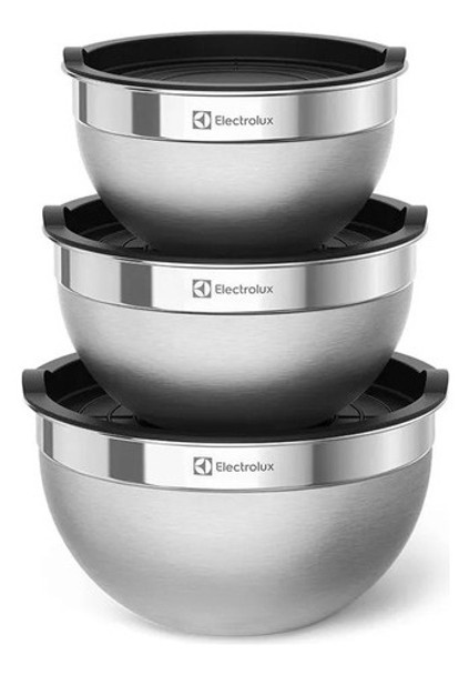 Conjunto De Bowls Tigelas Inox Com Tampa Plástica Electrolux 0 Conjunto De Bowls Tigelas Inox Com Tampa Plástica Electrolux 0