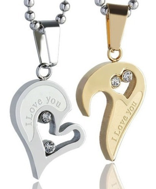 Pareja Corazón Amor Novio Novia Novio Colgante Collar 0