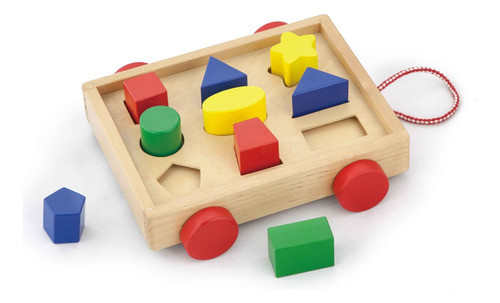 Carro De Encastre Y Arrastre Con Cuerdita En Madera 0