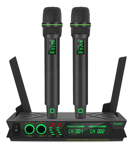 Aveek Sistema De Micrfono Inalmbrico, Uhf De Doble Canal, Mi 0
