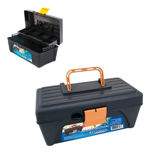 2 Maletas Ferragens Organizadora Multiuso Com Trava Preta 0