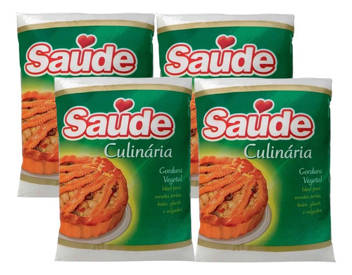 Kit 4 Gordura Vegetal Saude Bolos Salgados Tortas 500g 0