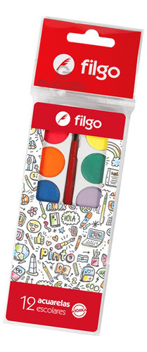 Acuarelas Escolares Filgo 12 Colores 0