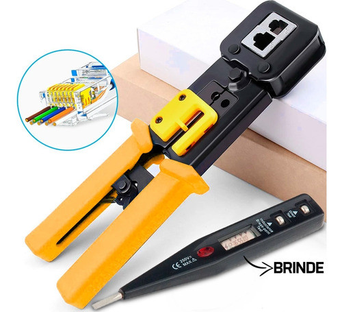 Alicate Crimpa Rj45 Rj11 Corte Desencapar + Chave De Teste 0