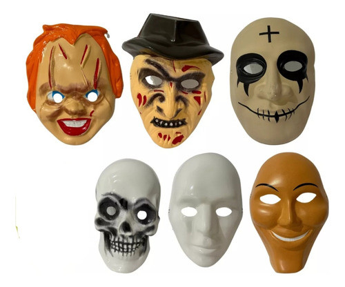 6 Caretas. Mascara Cotillon Plasticas Terror Surtidas 0