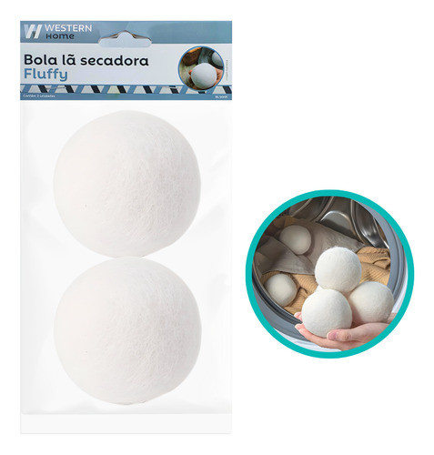 Kit 2 Bolas De Lã Reutilizável Para Lavadora E Secadora 7cm 0